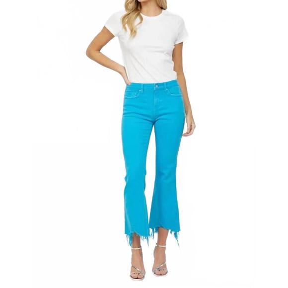 NEW MICA DENIM women's going out with flare pant in turquoise - Picture 1 of 2